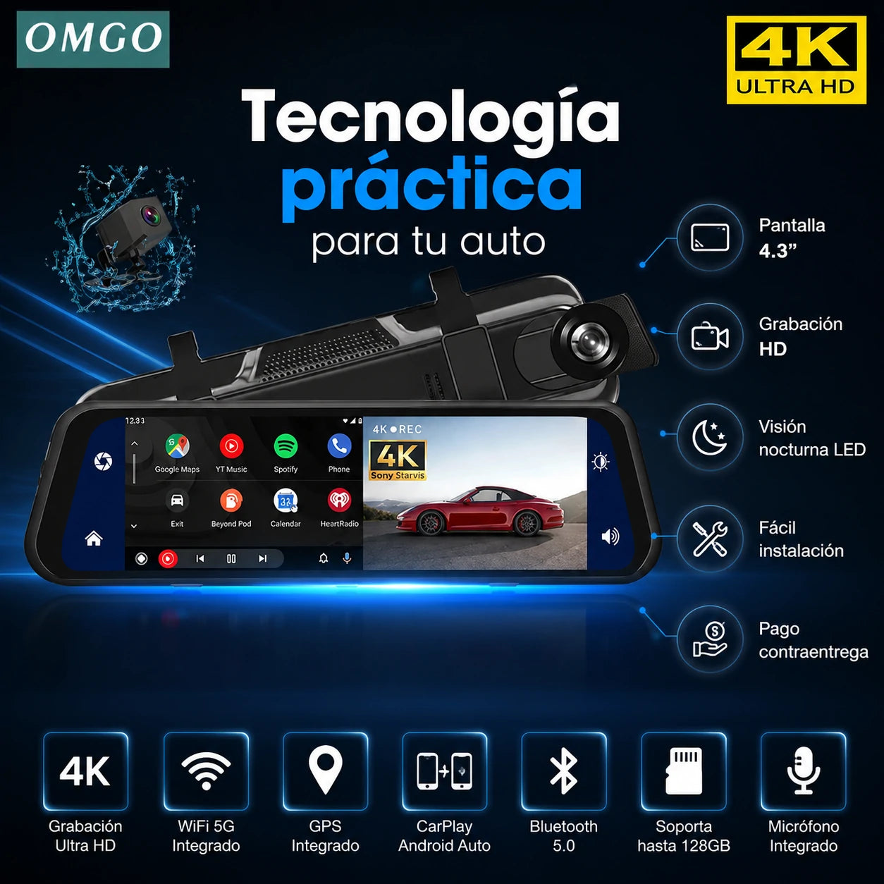 Espejo Retrovisor Cámara Delantera | DriveVision 360