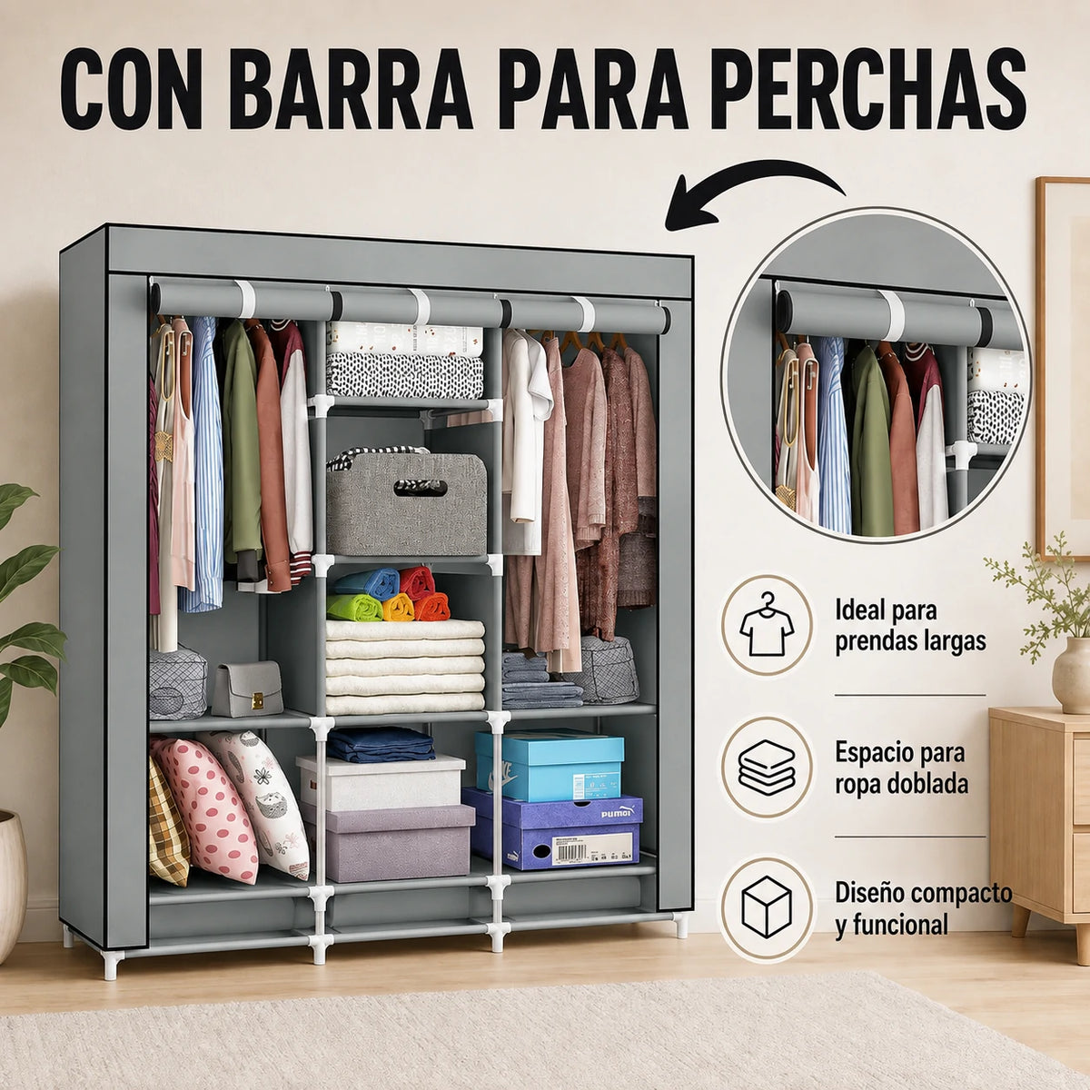 SmartCloset Plegable Multifuncional + Robot Aspirador RoboSpark | Organización y Limpieza