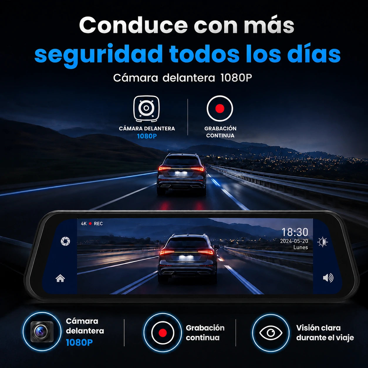 Espejo Retrovisor Cámara Delantera | DriveVision 360
