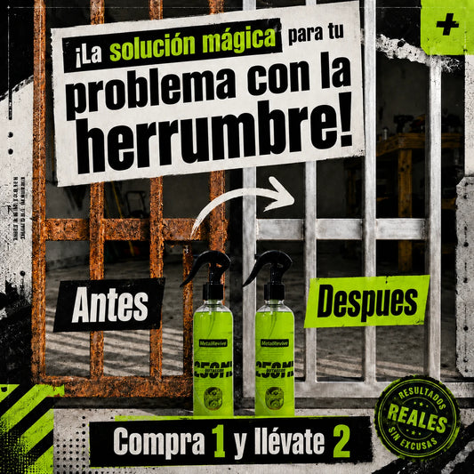 MetalRevive 250ml - Spray Antióxido de Acción Rápida que Elimina la Corrosión | Compra 1 y Llévate 2