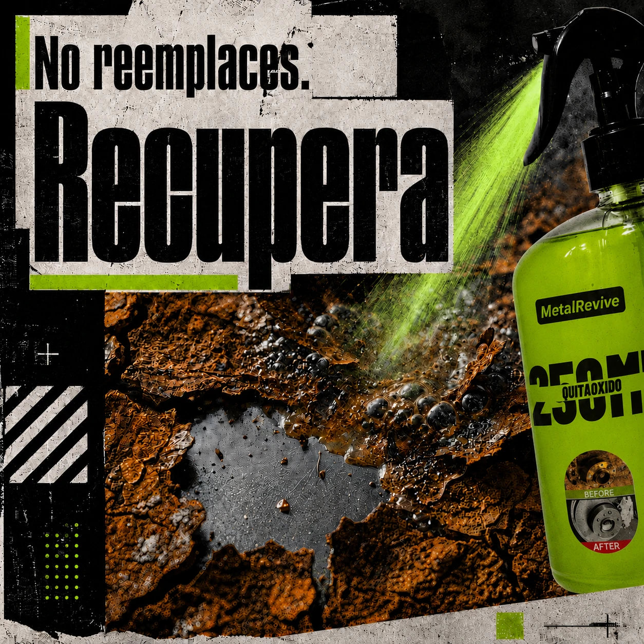 MetalRevive 250ml - Spray Antióxido de Acción Rápida que Elimina la Corrosión | Compra 1 y Llévate 2