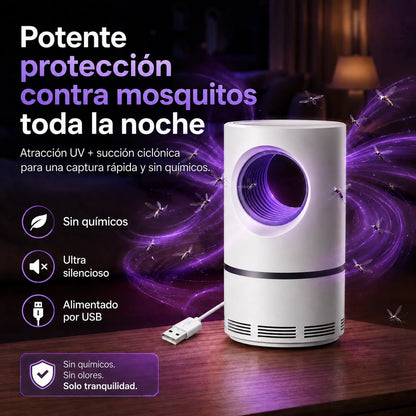 Trampa UV Silenciosa para Mosquitos, Segura para Niños y Mascotas - Mosquito Guard
