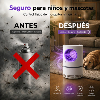 Trampa UV Silenciosa para Mosquitos, Segura para Niños y Mascotas - Mosquito Guard