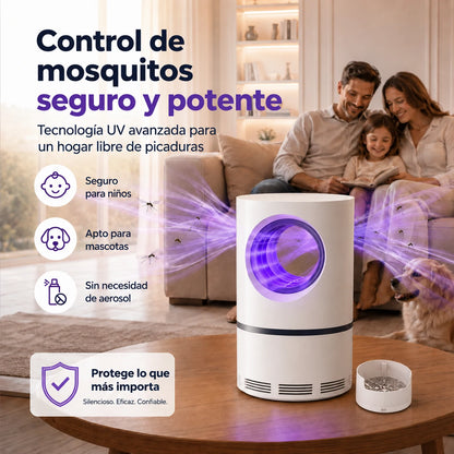 Trampa UV Silenciosa para Mosquitos, Segura para Niños y Mascotas - Mosquito Guard