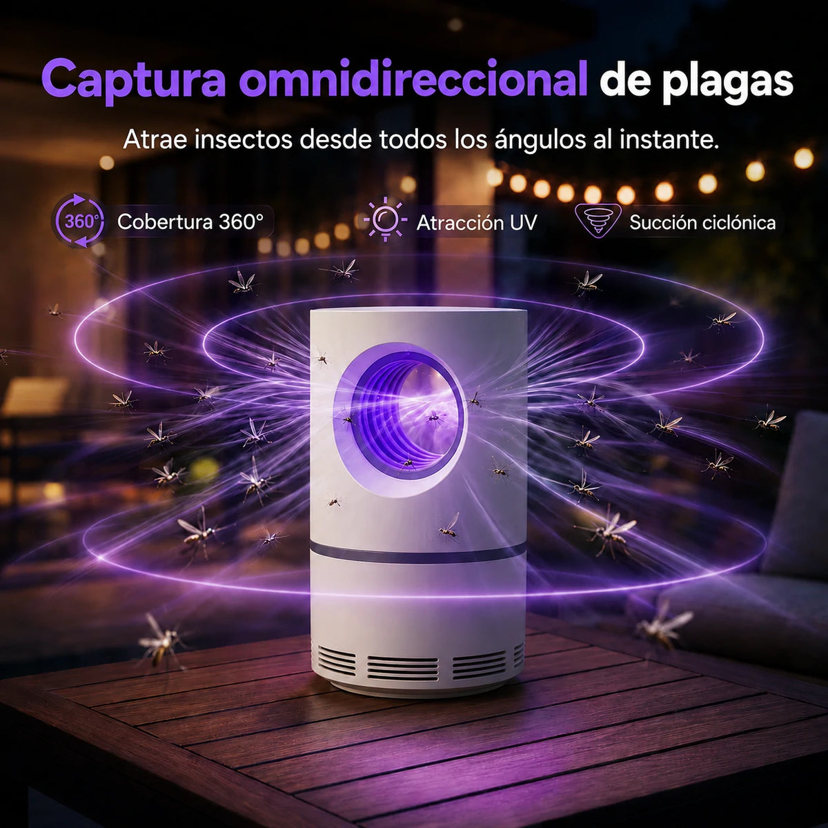 Trampa UV Silenciosa para Mosquitos, Segura para Niños y Mascotas - Mosquito Guard