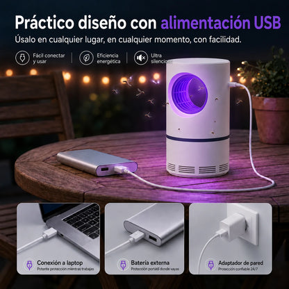 Trampa UV Silenciosa para Mosquitos, Segura para Niños y Mascotas - Mosquito Guard