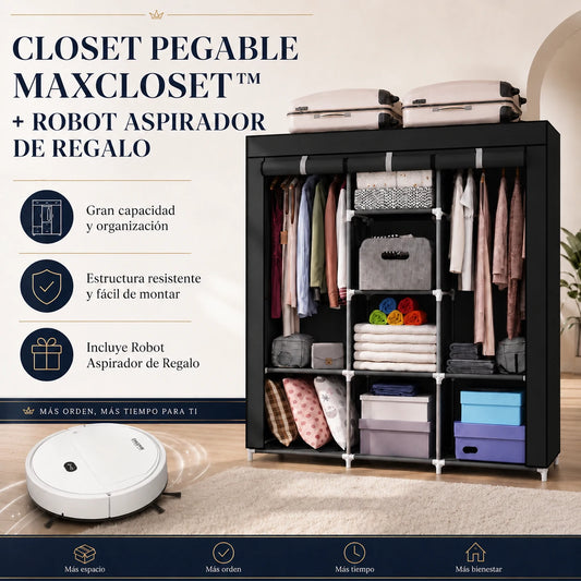 SmartCloset Multiuso Plegable + Robot Aspirador RoboSpark para Hogar Inteligente