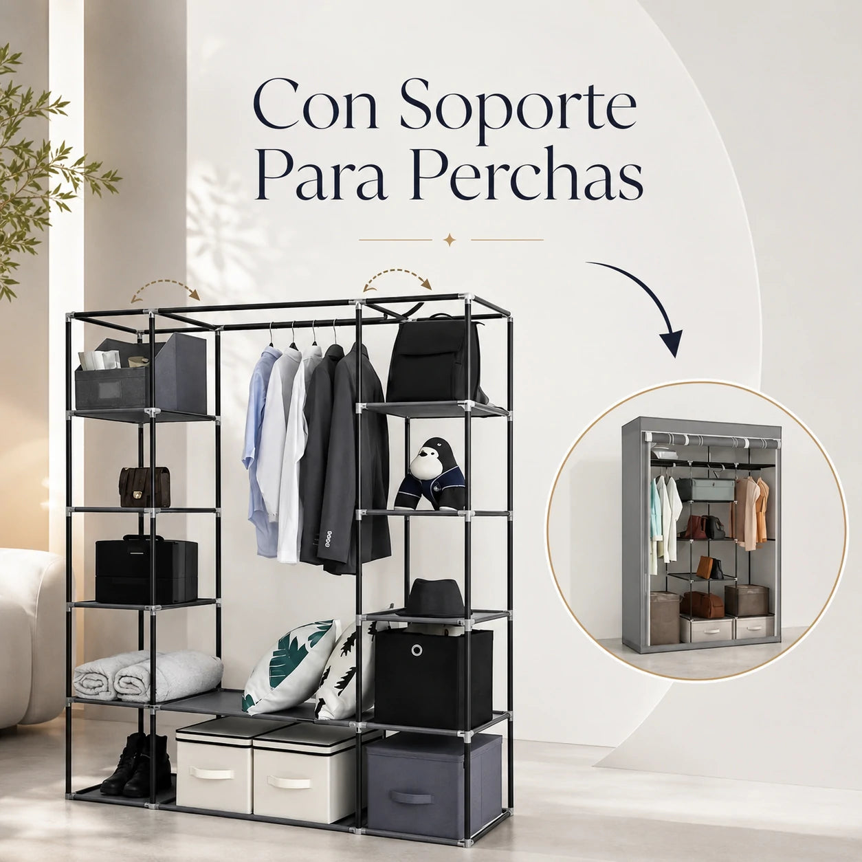 SmartCloset Multiuso Plegable + Robot Aspirador RoboSpark para Hogar Inteligente