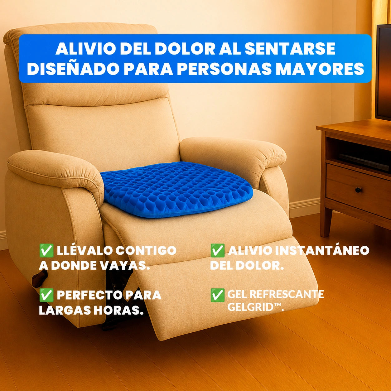 Asientura Cojín Ortopédico de Gel Transpirable para Mejorar la Postura