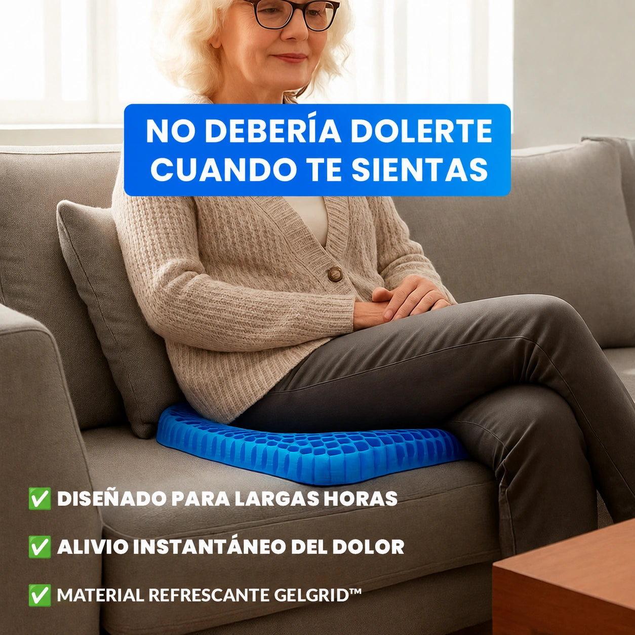 Asientura Cojín Ortopédico de Gel Transpirable para Mejorar la Postura